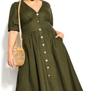 City Chic Sunset Stroll Dress - Khaki